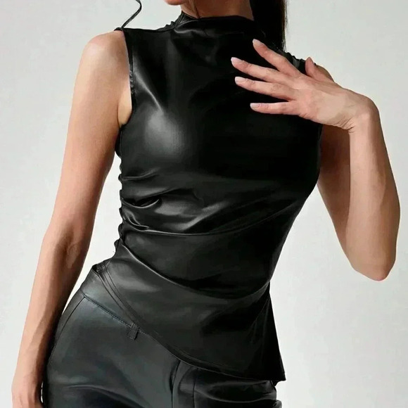 Jackets & Blazers - Black Sexy Women's Elegant Vintage Motorcycle Asymmetric Pleated Waist Vest